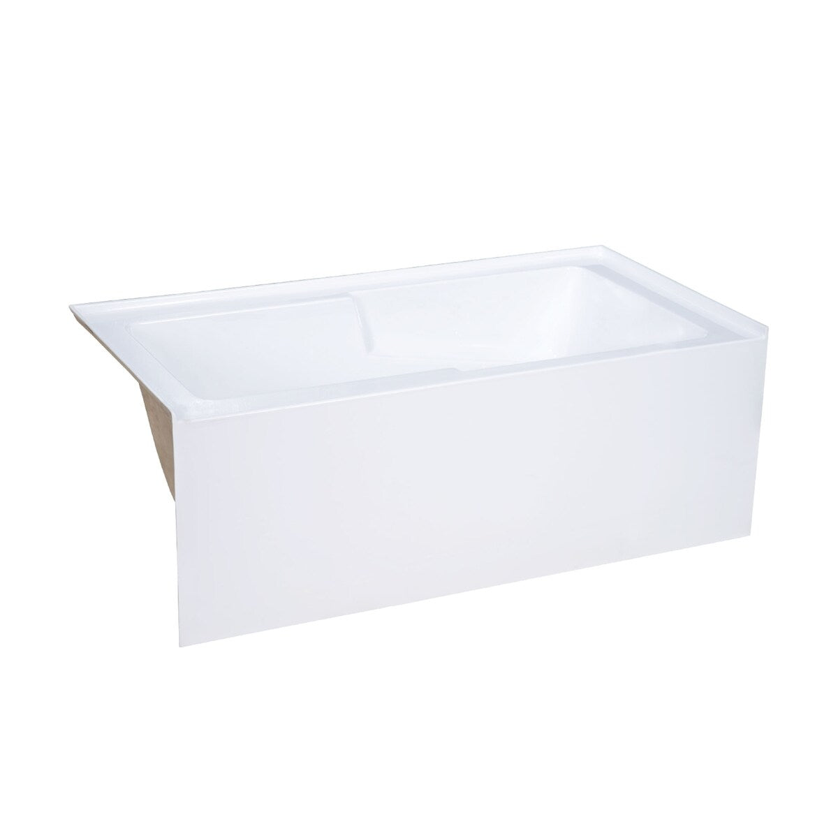 Swiss Madison Voltaire, Acrylic White, Alcove, Integral Armrest, Bathtub with Apron
