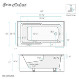 Swiss Madison Voltaire, Acrylic White, Alcove, Integral Armrest, Bathtub with Apron