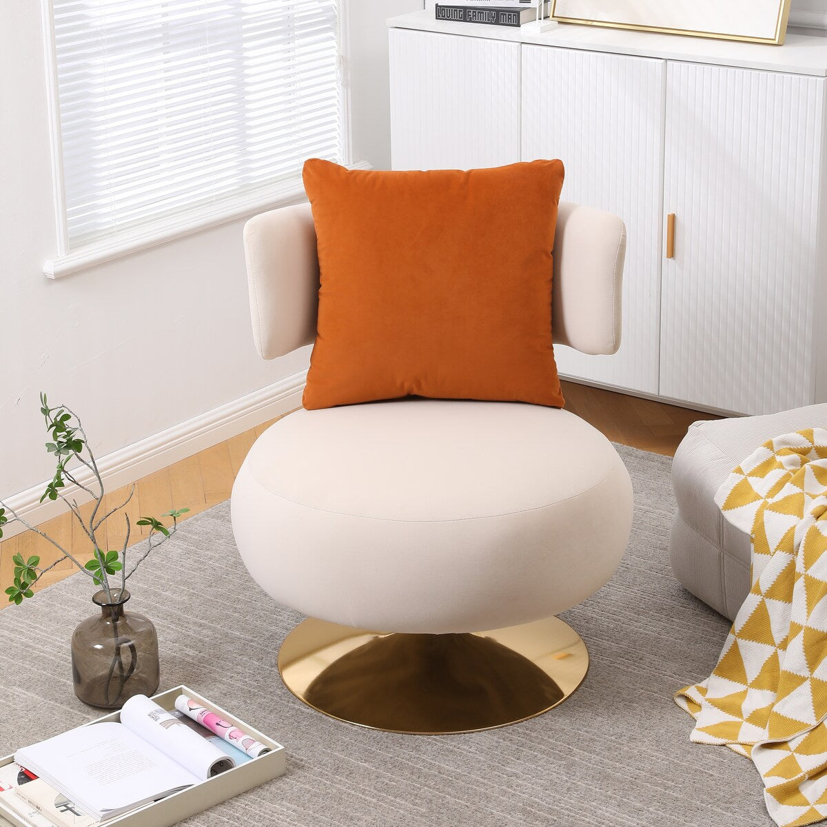 Swivel Accent Chair Armchair,Round Barrel Chair in Fabric for Living Room Bedroom