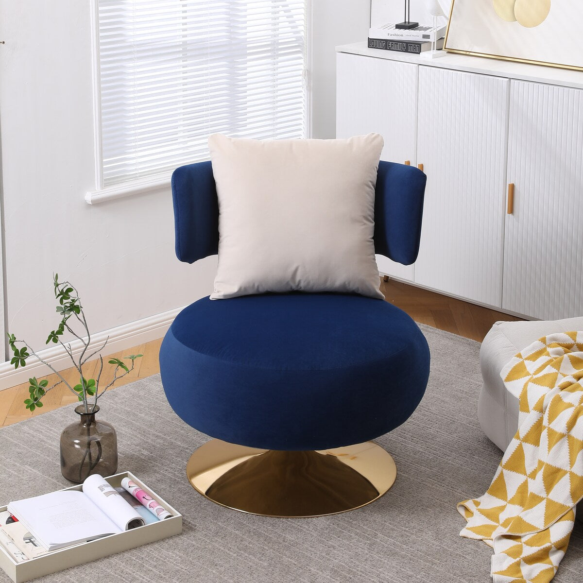 Swivel Accent Chair Armchair,Round Barrel Chair in Fabric for Living Room Bedroom