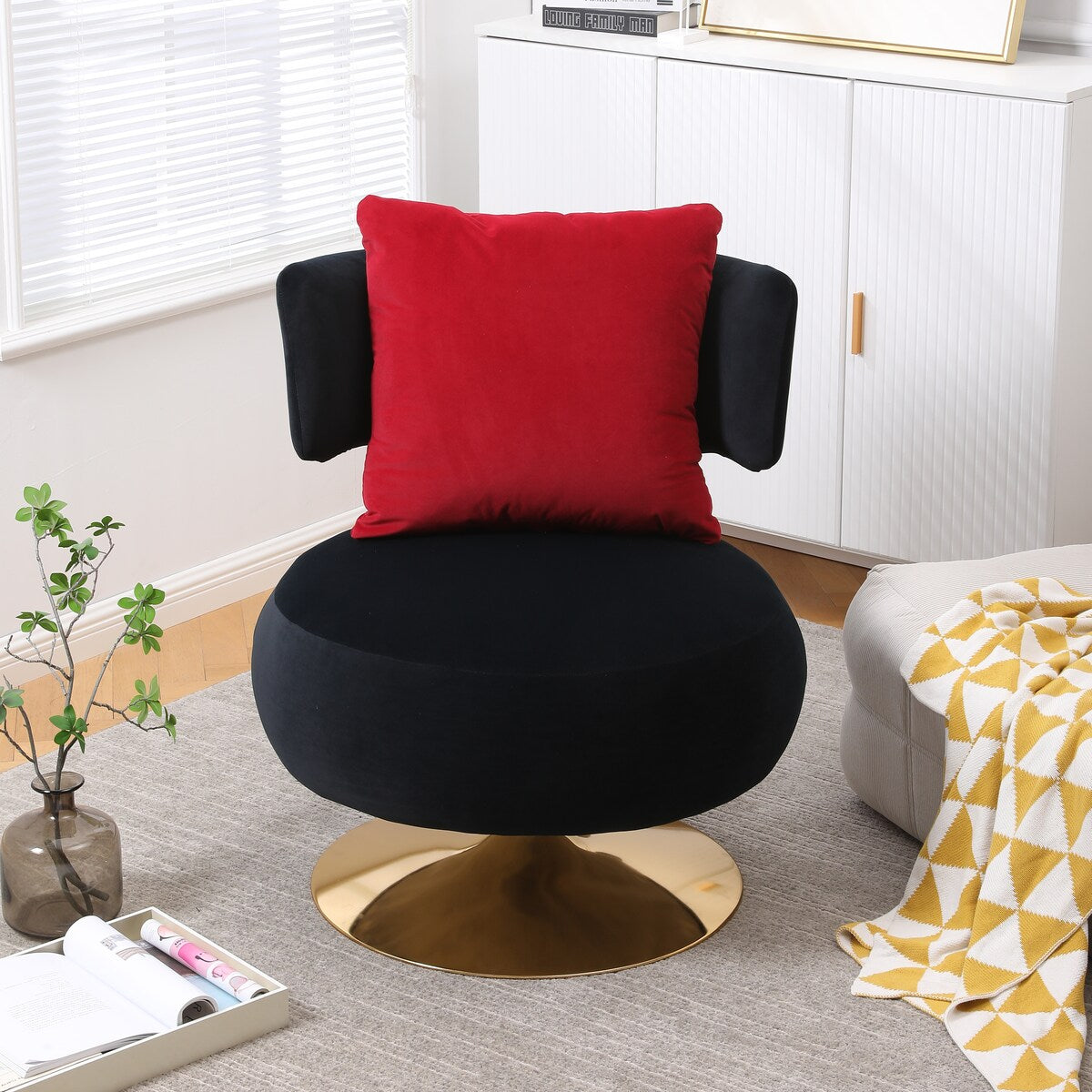 Swivel Accent Chair Armchair,Round Barrel Chair in Fabric for Living Room Bedroom