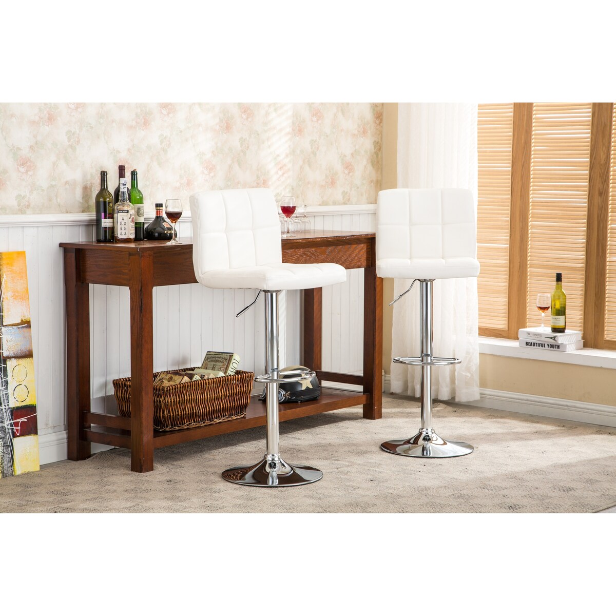 Swivel Adjustable Hydraulic Bar Stool, Set Of 2