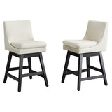 Swivel Bar Stools Linen Fabric Wood Frame (Set of 2)
