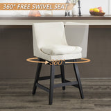 Swivel Bar Stools Linen Fabric Wood Frame (Set of 2)