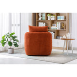 Swivel Barrel Chair, Comfy Boucle Round Accent Sofa Chair