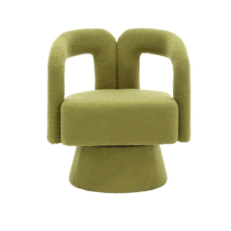Swivel Barrel Chair, Comfy Round Accent Chair for Living Room, Olive Green