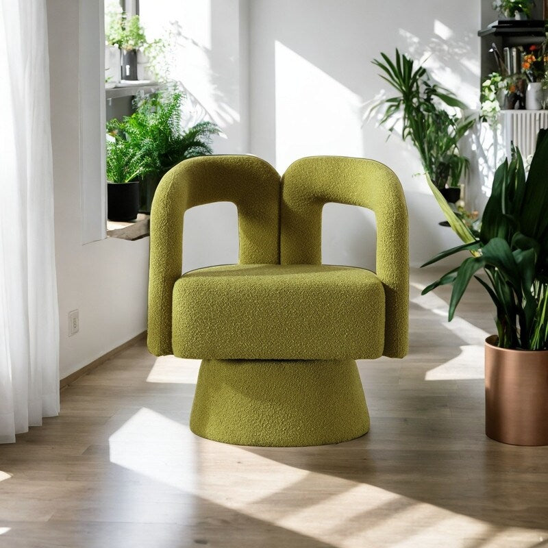 Swivel Barrel Chair, Comfy Round Accent Chair for Living Room, Olive Green