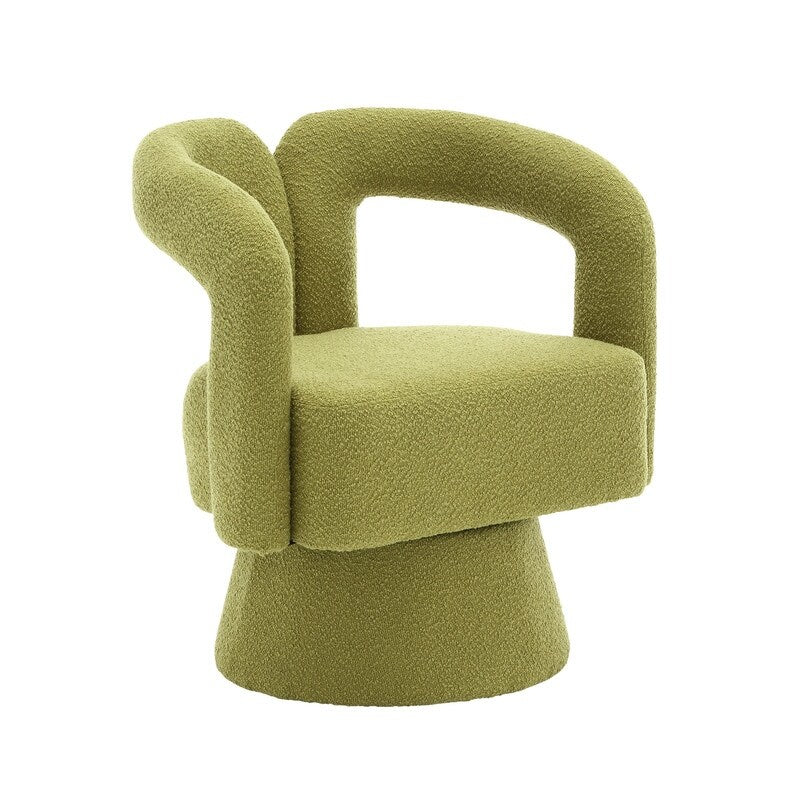 Swivel Barrel Chair, Comfy Round Accent Chair for Living Room, Olive Green