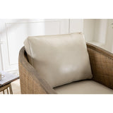 Swivel Barrel Chair, Comfy Round Accent Chair, 360 Degree Swivel Barrel Club Chair, Leisure Arm Chair with Rattan Woven Frame