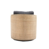 Swivel Barrel Chair, Comfy Round Accent Chair, 360 Degree Swivel Barrel Club Chair, Leisure Arm Chair with Rattan Woven Frame