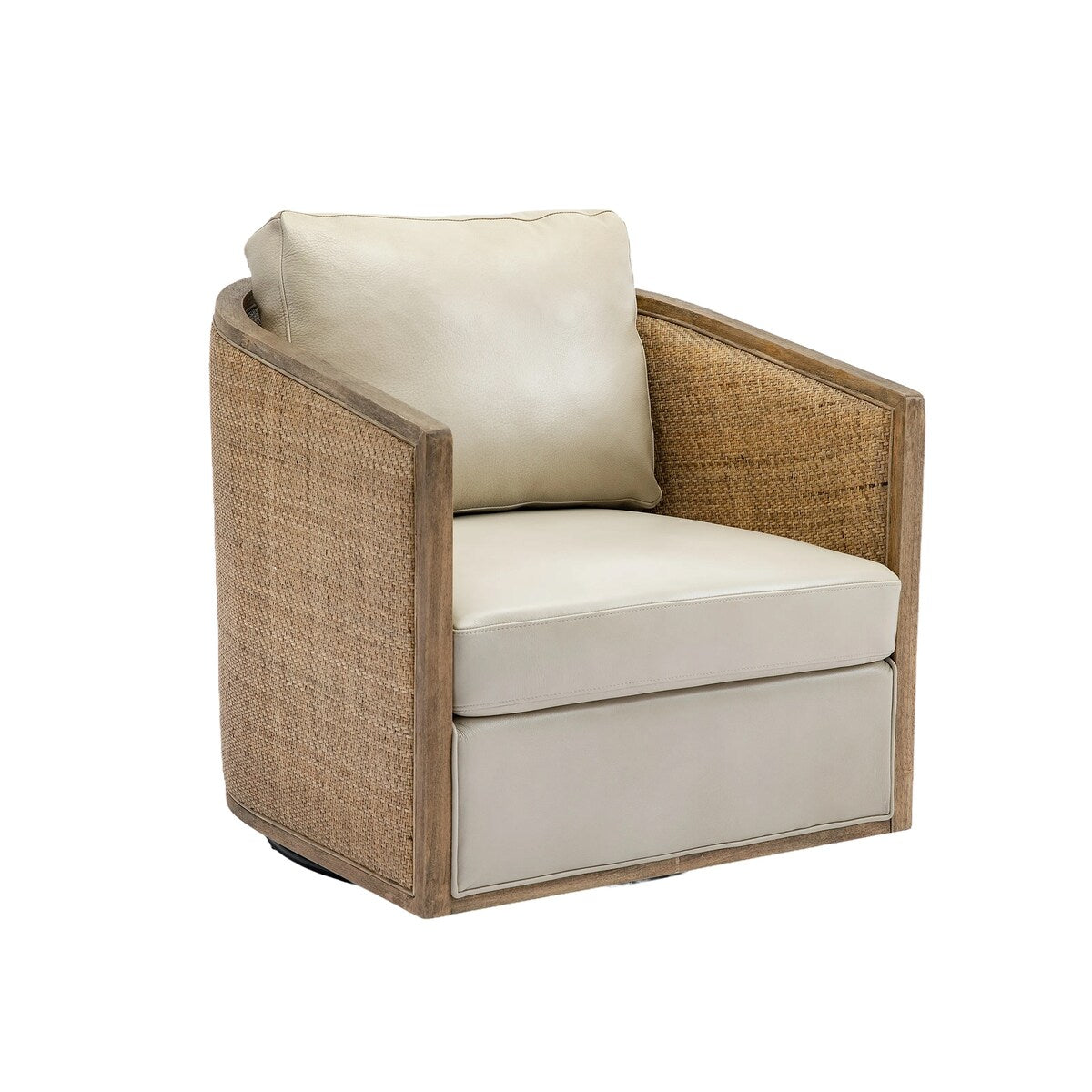 Swivel Barrel Chair, Comfy Round Accent Chair, 360 Degree Swivel Barrel Club Chair, Leisure Arm Chair with Rattan Woven Frame