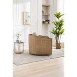 Swivel Barrel Chair, Comfy Round Accent Chair, 360 Degree Swivel Barrel Club Chair, Leisure Arm Chair with Rattan Woven Frame