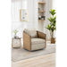 Swivel Barrel Chair, Comfy Round Accent Chair, 360 Degree Swivel Barrel Club Chair, Leisure Arm Chair with Rattan Woven Frame
