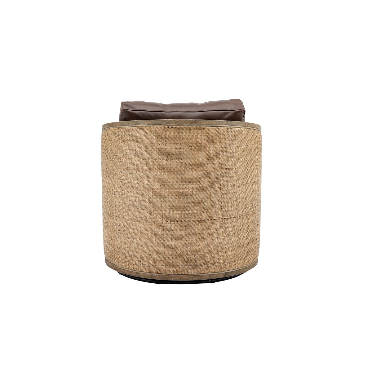 Swivel Barrel Chair, Comfy Round Accent Chair, 360 Degree Swivel Barrel Club Chair, Leisure Arm Chair with Rattan Woven Frame
