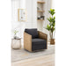 Swivel Barrel Chair, Comfy Round Accent Chair, 360 Degree Swivel Barrel Club Chair, Leisure Arm Chair with Rattan Woven Frame