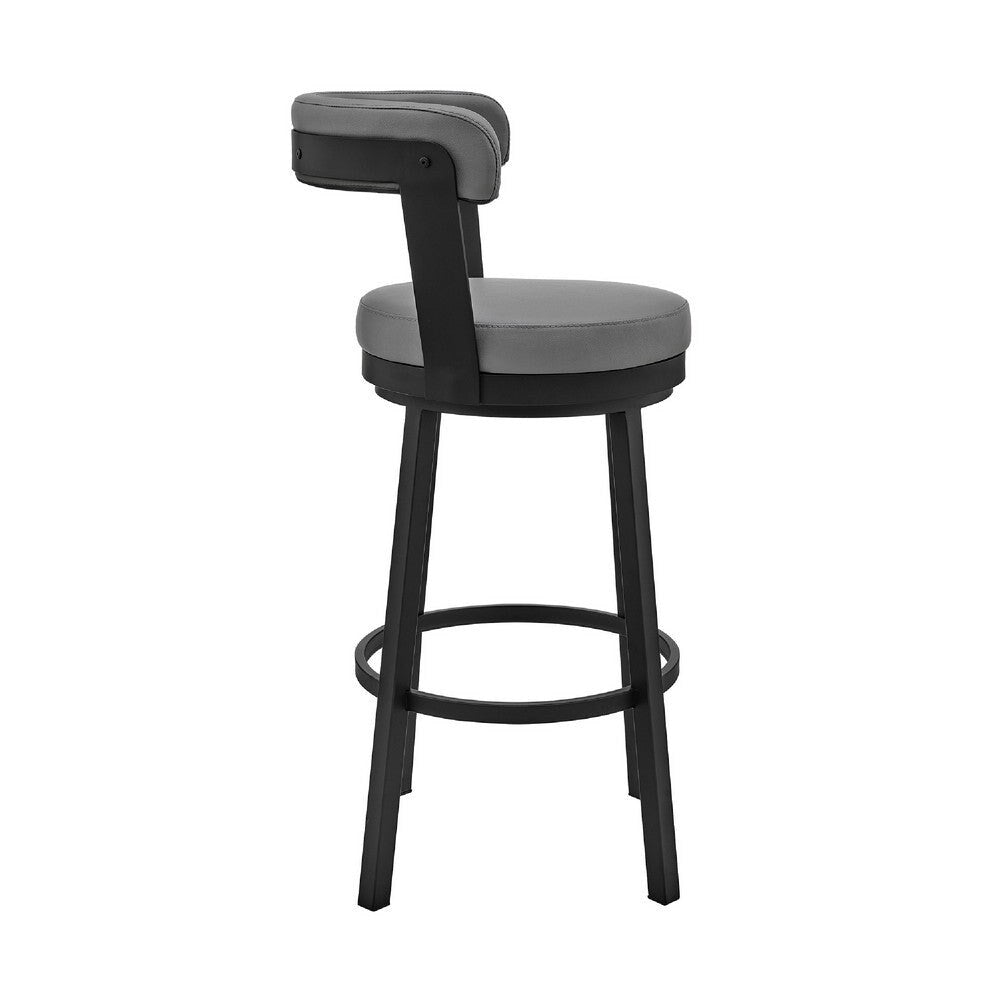 Swivel Barstool with Curved Open Back and Metal Legs