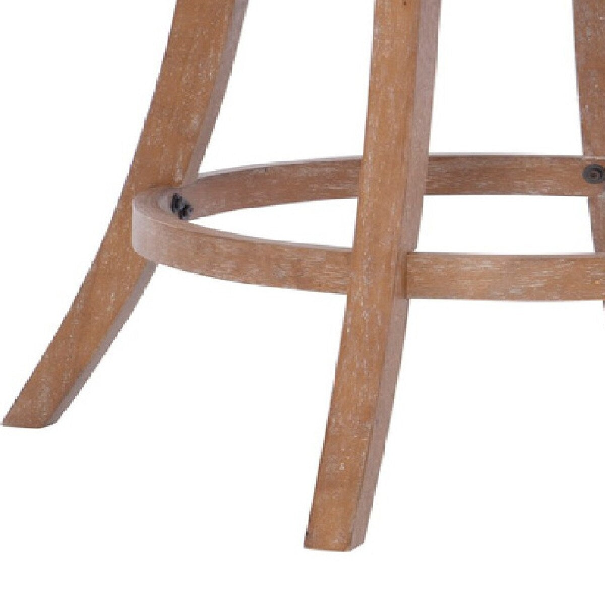 Swivel Barstool with Fabric Upholstery and Wooden Arms, Beige and Brown