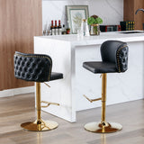 Swivel Barstools Adjusatble Seat Height,PU Upholstered Bar Stools with the whole Back,Set of 2
