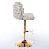 Swivel Barstools Adjusatble Seat Height,PU Upholstered Bar Stools with the whole Back,Set of 2