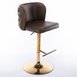 Swivel Barstools Adjusatble Seat Height,PU Upholstered Bar Stools with the whole Back,Set of 2