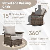 Swivel Glider Chairs Outdoor Patio Furniture Set - Brown