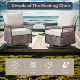 Swivel Glider Chairs Outdoor Patio Furniture Set - Brown