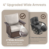 Swivel Glider Chairs Outdoor Patio Furniture Set - Brown