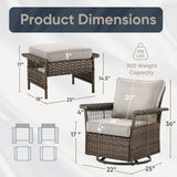 Swivel Glider Chairs Outdoor Patio Furniture Set - Brown