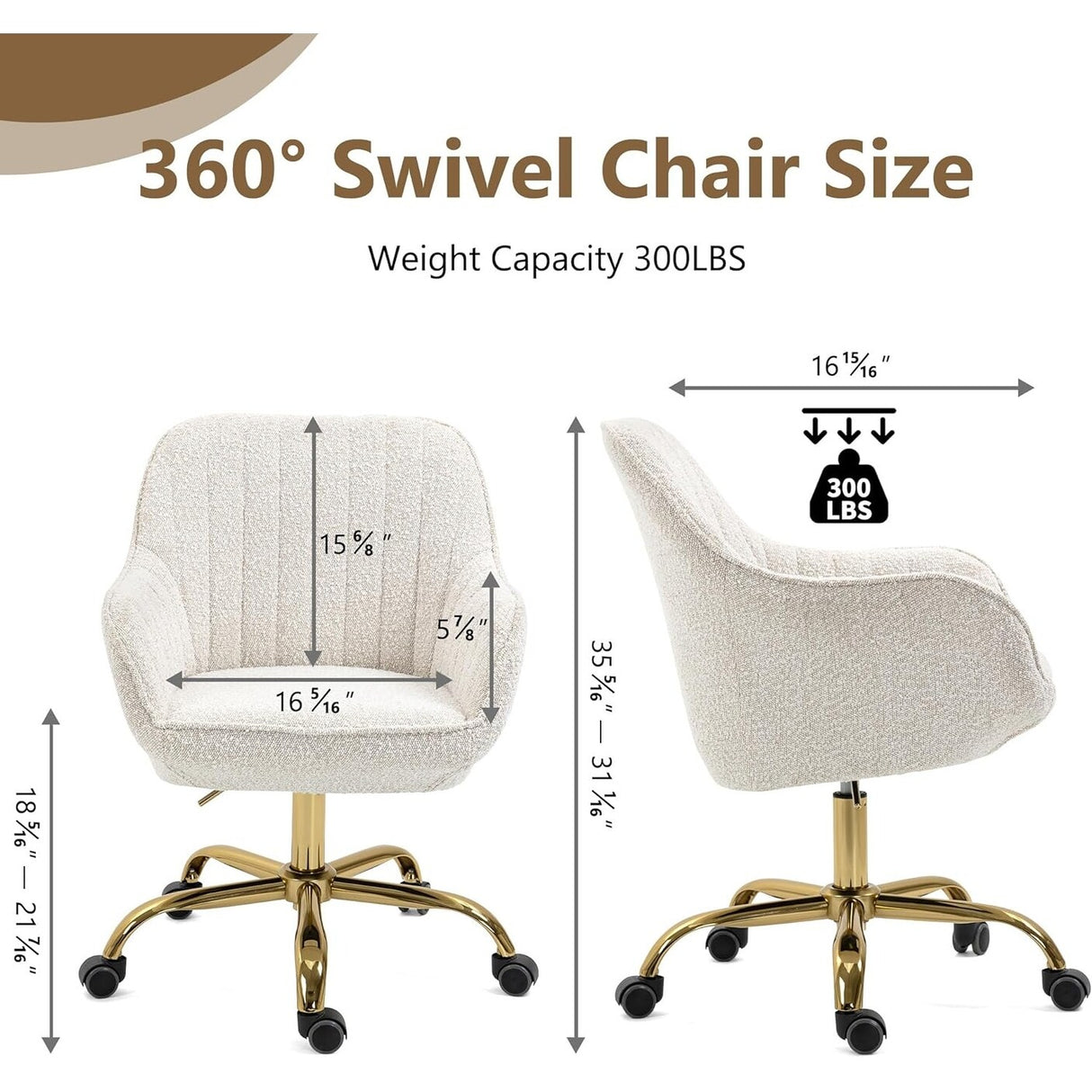 Howtai Swivel Home Office Chair with Rollers