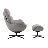Swivel Lounge Chair Ottoman, Accent Lazy Recliner, Arm Chair Rocking Footstool, Aluminum Alloy Base, Grey