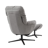 Swivel Lounge Chair Ottoman, Accent Lazy Recliner, Arm Chair Rocking Footstool, Aluminum Alloy Base, Grey