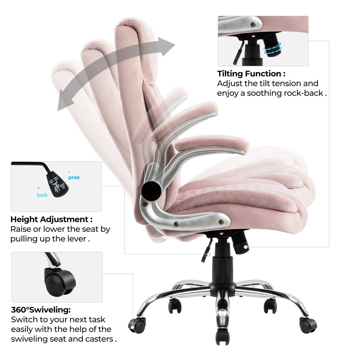 Swivel Office Room Chair Executive Desk Chair With Comfortable Cushion and Adjustment Features,Easy Rocking