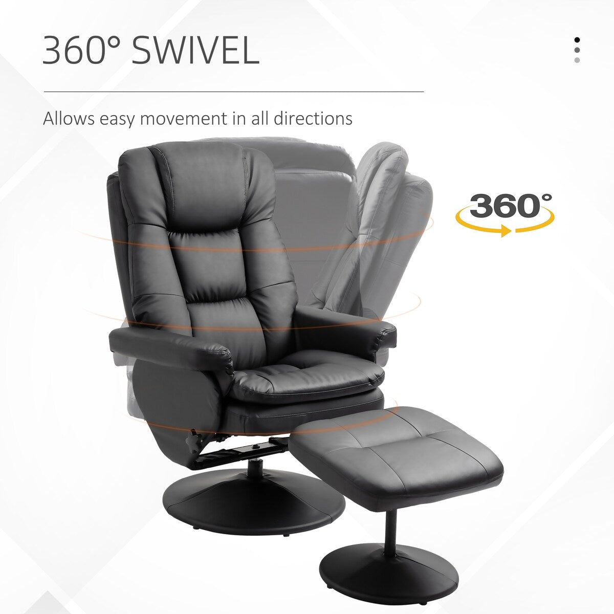 Swivel PU Leather Reclining Chair with Ottoman