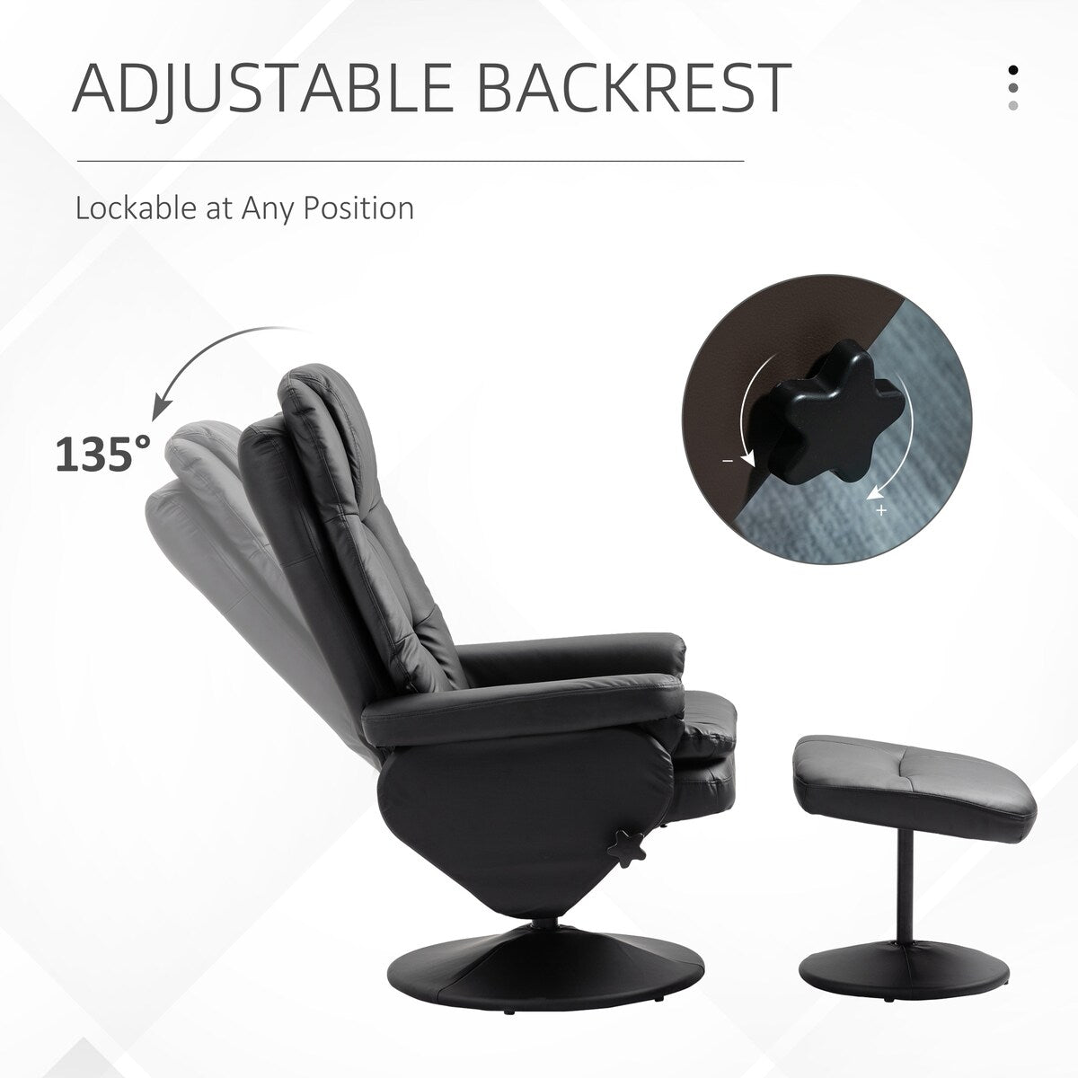 Swivel PU Leather Reclining Chair with Ottoman
