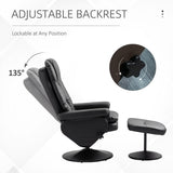 Swivel PU Leather Reclining Chair with Ottoman