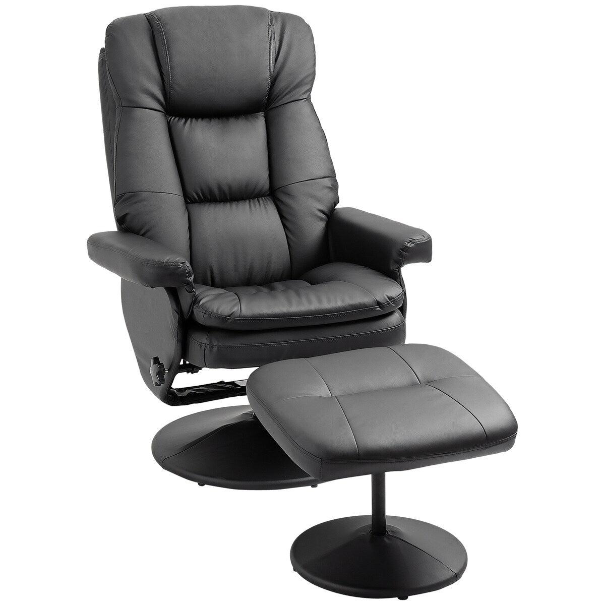 Swivel PU Leather Reclining Chair with Ottoman