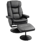Swivel PU Leather Reclining Chair with Ottoman