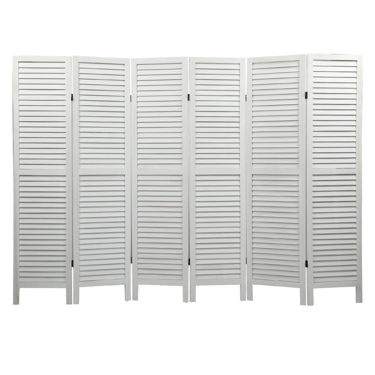 Sycamore wood 6 Panel Screen Folding Louvered Room Divider - Old white