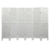 Sycamore wood 6 Panel Screen Folding Louvered Room Divider - Old white