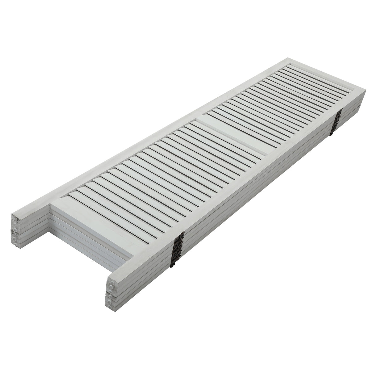 Sycamore wood 6 Panel Screen Folding Louvered Room Divider - Old white