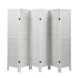 Sycamore wood 6 Panel Screen Folding Louvered Room Divider - Old white
