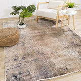 Sydney Collection - Brown Grey Ornate Tassled Area Rug.