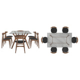 Sylvestria Mid-Century Walnut Finish Rectangular Dining Set
