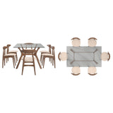 Sylvestria Mid-Century Walnut Finish Rectangular Dining Set