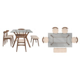 Sylvestria Mid-Century Walnut Finish Rectangular Dining Set