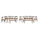 Sylvestria Mid-Century Walnut Finish Rectangular Dining Set