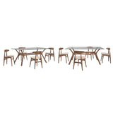 Sylvestria Mid-Century Walnut Finish Rectangular Dining Set