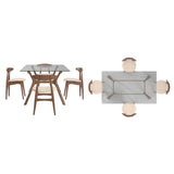 Sylvestria Mid-Century Walnut Finish Rectangular Dining Set