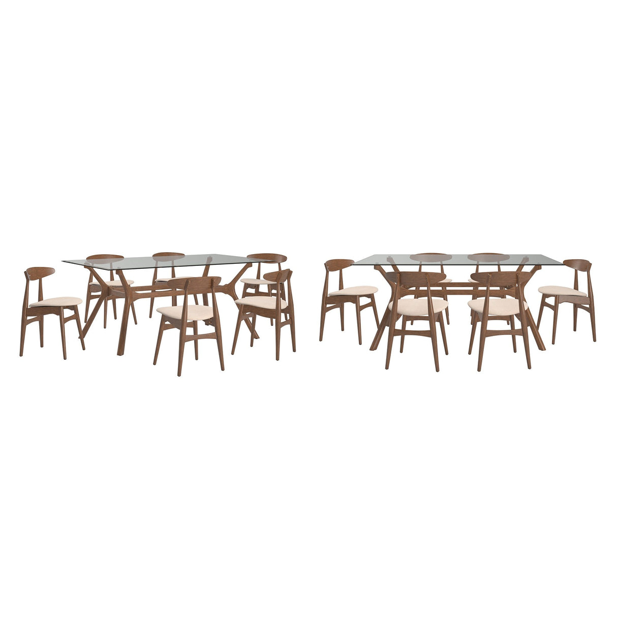 Sylvestria Mid-Century Walnut Finish Rectangular Dining Set