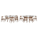 Sylvestria Mid-Century Walnut Finish Rectangular Dining Set